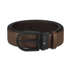 Thắt lưng Nam Montblanc Horseshoe Buckle Brown 35mm Leather Belt Màu Nâu