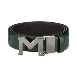 Thắt Lưng Nam Montblanc M Buckle Brushed Green/Brown 35mm  Reversible Leather Belt Màu Xanh Green