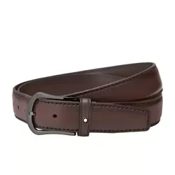 Thắt Lưng Nam Montblanc MB126038 - Rounded Matte Stainless Steel Black PVD Pin Buckle Belt Màu Nâu
