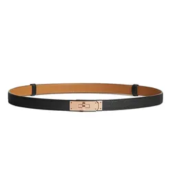 Thắt Lưng Nữ Hermès Kelly 18 Belt Noir H069853CD89 Màu Đen Nâu (Khóa Mạ Vàng Hồng)