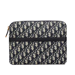 Túi Cầm Tay Unisex Dior Blue Dior Oblique Jacquard Màu Xanh Be