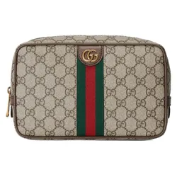 Túi Cầm Tay Gucci Savoy Toiletry Case With Web ‎760019 96IWT 8745 Màu Be Nâu
