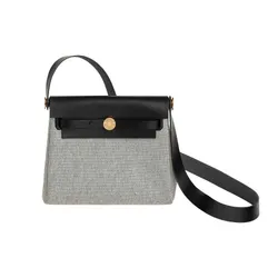 Túi Đeo Chéo Hermès Herbag Zip 20 Bag Retourne H Viking Canvas Hunter Cowhid Màu Đen Xám