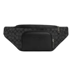 Túi Đeo Chéo Nam Coach Racer Belt Bag In Signature Canvas CT714 Màu Đen Xám