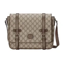 Túi Đeo Chéo Nam Gucci Medium Messenger Interlocking GG Bag Supreme Beige Ebony Màu Nâu