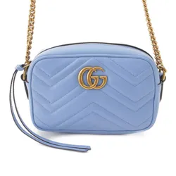 Túi Đeo Chéo Nữ Gucci GG Marmont Quilted Leather 448065 Màu Xanh Blue