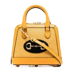 Túi Đeo Chéo Nữ Gucci Horsebit 1955 Raffia Màu Vàng