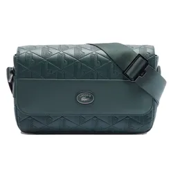 Túi Đeo Chéo Unisex Lacoste Nomogramme Leather Crossbody Bag With Flap NU4838MR-B43 Màu Xanh Cổ Vịt