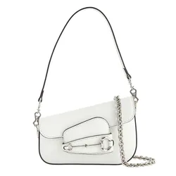 Túi Đeo Vai Nữ Gucci Horsebit 1995 Leather Shoulder Bag Màu Trắng