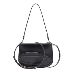 Túi Đeo Vai Nữ Diesel 1DR Twin-Double-Pouch Shoulder Bag In Printed Leather X10330PR818 Màu Đen