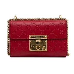 Túi Đeo Vai Nữ Gucci Small Guccissima Padlock Shoulder Bag Màu Đỏ