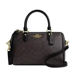 Túi Xách Coach Rowan Satchel In Signature Canvas CV961 Màu Nâu/Đen