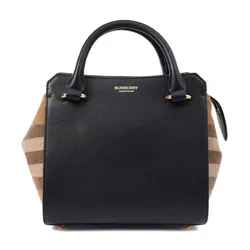Túi Xách Tay Nữ Burberry Banwell Tote In Black Leather Màu Đen Nâu