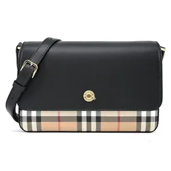 Túi Đeo Chéo Nữ Burberry Vintage Classic Check Leather Note Crossbody Bag Màu Đen Nâu