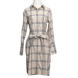 Váy Nữ Burberry Soft Fawn Check Cotton Belted Dress Beige 8104401 Màu Be Size 4