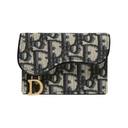 Ví Đựng Thẻ Nữ Dior Saddle Flap Card Holder S5611CTZQ-M928 Màu Xanh Be