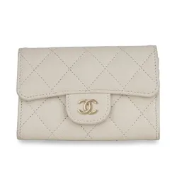 Ví Đựng Thẻ Nữ Chanel Classic Flap Card Holder Caviar Màu Trắng Kem
