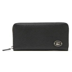Ví Nữ Lacoste Metal Plate Long Zip Wallet NF3937GZ Màu Đen