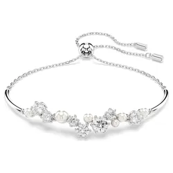 Vòng Đeo Tay Swarovski Constella Bangle Crystal Pearl, Round Cuts, White, Rhodium Plated 5705618 Màu Bạc