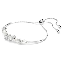 Vòng Đeo Tay Nữ Swarovski Constella Bangle Crystal Pearl, Round Cuts, White, Rhodium Plated 5705618 Màu Bạc