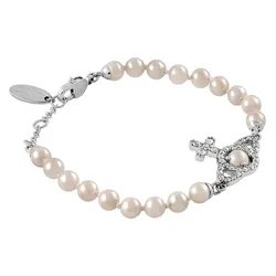 Vòng Đeo Tay Nữ Vivienne Westwood Olympia Pearl Bracelet Màu Bạc