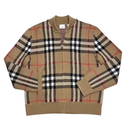 Áo Khoác Nam Burberry Knitt Vintage Check Printed 80911641 Màu Nâu Kẻ Size S