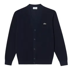 Áo Len Cardigan Nam Lacoste Men's Lecture Pique Solid Cardigan AH203E 54G 166 Màu Xanh Navy Size S