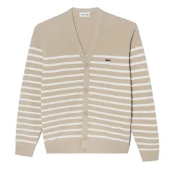 Áo Len Cardigan Nam Lacoste Men's Marine Stripe AH124E 54G 217 Màu Be Size S