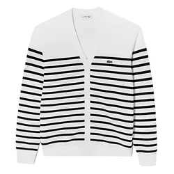 Áo Len Cardigan Nam Lacoste Ringslings Marine Stripe AH124E 54G 001 Màu Trắng Size S