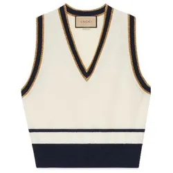 Áo Len Gile Nữ Gucci Women's Fine Wool Vest Ivory 727431XKCNW9661 Màu Trắng Kem Size L