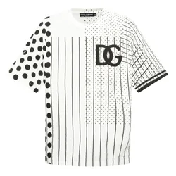 Áo Phông Nam Dolce & Gabbana D&G White Patterned Brogue Details G8NC5T G7C9O S9000 Tshirt Màu Trắng Đen Size 46