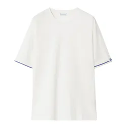 Áo Phông Nữ Burberry White Short Sleeve Cotton Straight Hem 8084783 Tshirt Màu Trắng Size S
