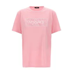 Áo Phông Nữ Versace Logo T-Shirt Màu Hồng Size 40