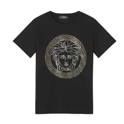 Áo Phông Trẻ Em Versace Studded Medusa Kids T-Shirt 1018342 1A12984 6BG90 Màu Đen Size 14Y