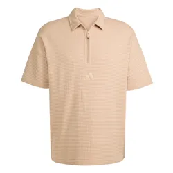 Áo Polo Nam Adidas All SZN Half-Zip Shirt In Waffle Knit JL6546 Màu Nâu Be Size XS