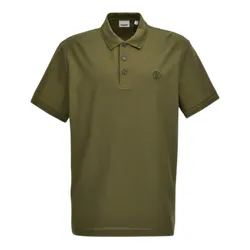 Áo Polo Nam Burberry Check Cotton With Logo Embroidery In Olive 80831561 Màu Xanh Rêu Size XS