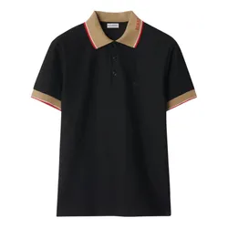 Áo Polo Nam Burberry Logo Collar In Chalk Black 8110934 Màu Đen Size S
