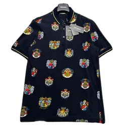 Áo Polo Nam Dolce & Gabbana D&G Printed Cotton G8HJ0T FS7V4 Màu Đen Họa Tiết Size 46