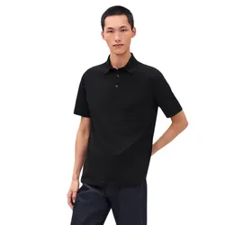 Áo Polo Nam Hermès H Embroidered Buttoned Polo Shirt H072325HA023XL Màu Đen Size M