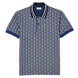 Áo Polo Nam Lacoste Classic Polo Shirt With Contrast Collar And Monogram Jacquard Material DH1417 10 QIE Màu Xanh Blue Size 4
