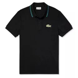 Áo Polo Nam Lacoste Regular Fit Ribbed DH3707 Shirt Black Màu Đen Size 2