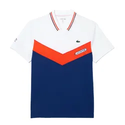 Áo Polo Nam Lacoste Slim Fit Tennis Seamless Effect Shirt DH1099 00 LIH Màu Trắng Xanh Size 2