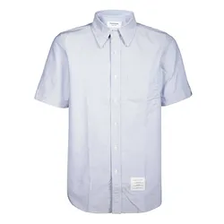 Áo Sơ Mi Cộc Tay Nam Thom Browne Logo-patch In Blue MWS239E 00139 480 Màu Xanh Nhạt Size 1