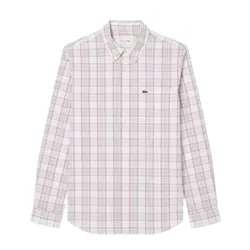 Áo Sơ Mi Dài Tay Nam Lacoste Men's Slim Fit Stretch Plaid Shirt CH3745-51 CCI Màu Kẻ Phối Màu Size 38