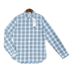 Áo Sơ Mi Dài Tay Nam Lacoste Men's Stretch Plaid Shirt Màu Kẻ Xanh Size 38