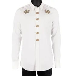 Áo Sơ Mi Nam Dolce & Gabbana D&G Vương Miện Gold (Sicilia) Màu Trắng Size 40