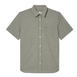 Áo Sơ Mi Nam Lacoste Men's Checkered Regular Fit Shirt Màu Đen Size 38
