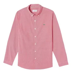 Áo Sơ Mi Nam Lacoste Poplin Nano Gingham Check Shirt CH2762 19A 9L0 Màu Đỏ Size 42
