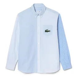 Áo Sơ Mi Nam Lacoste Regular Fit Striped Blue Shirt CH6409 F6Z Màu Xanh Nhạt Size XS