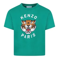 Áo Thun Kenzo With Logo T-shirt K61137 674 Màu Xanh Lục Size 14Y